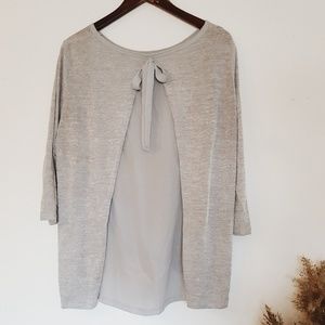 Flowy gray tie back tee